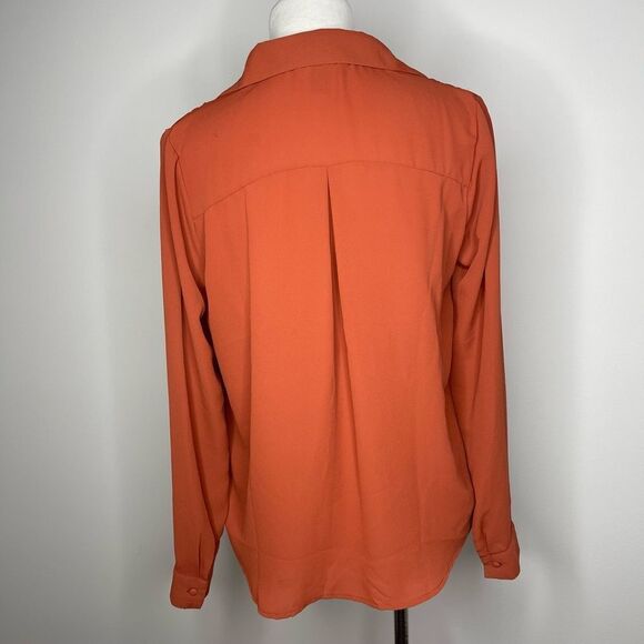 Forever 21- Rust Button Down Long Sleeve Blouse - Picture 3 of 3